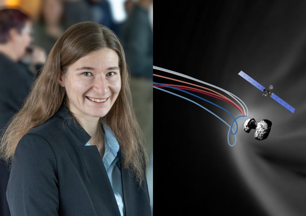 Anja Möslinger och illustration från avhandlingen Physics at sub-ion-gyroradius scales near low-activity comets